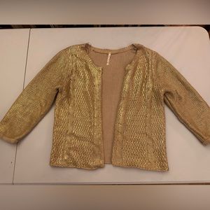 Willow & Clay Sweater Cardigan Gold Metallic